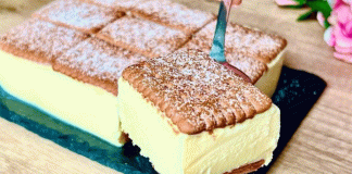 Rețetă de prăjitură cu biscuiți și cremă de vanilie: desert rapid și delicios fără coacere